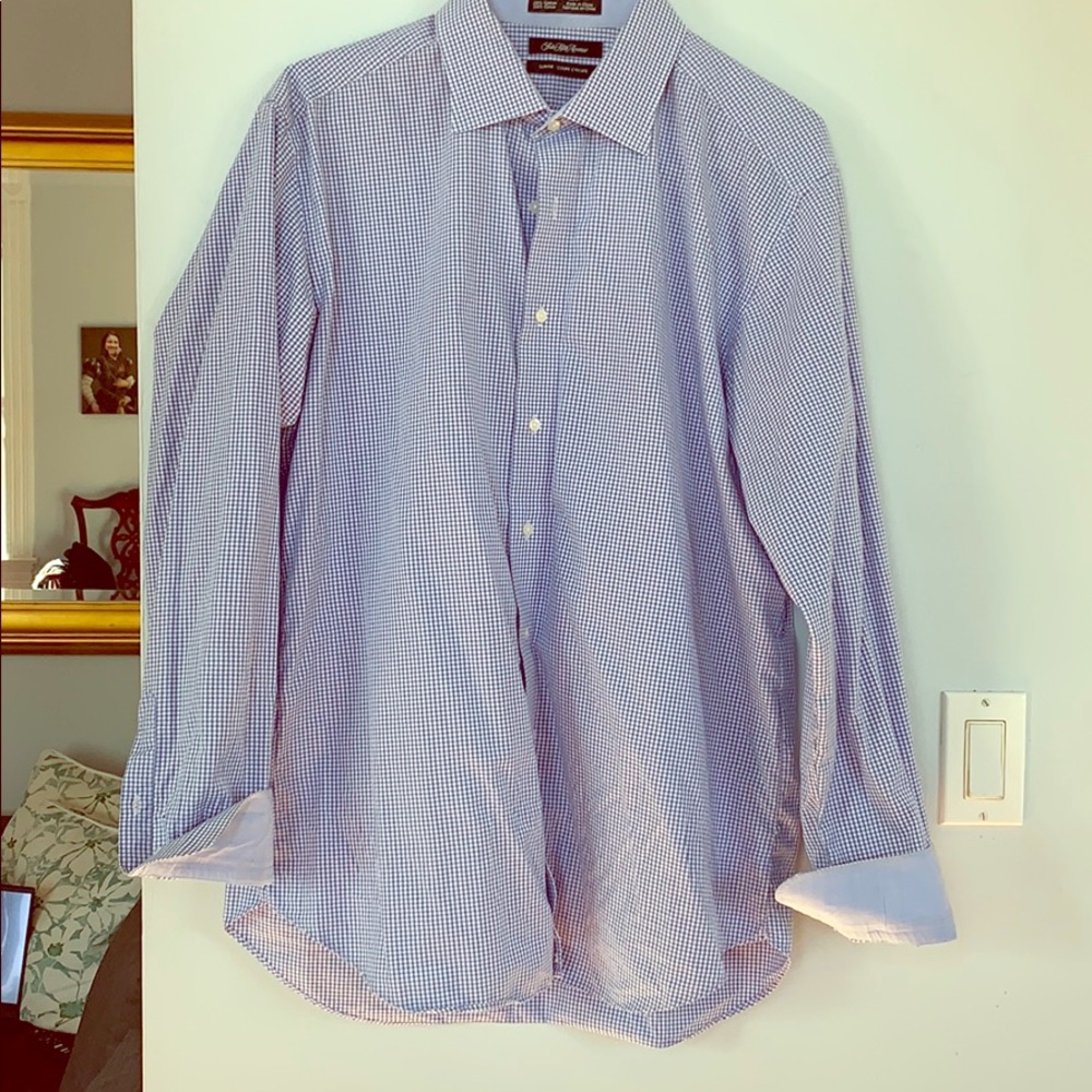 Saks Fifth Avenue Slim Blue Gingham Dress Shirt